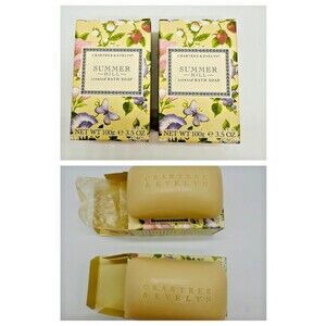 2 Crabtree & Evelyn Summer Hill Triple Milled Scented Bath Soap Bars 3.5oz 100g